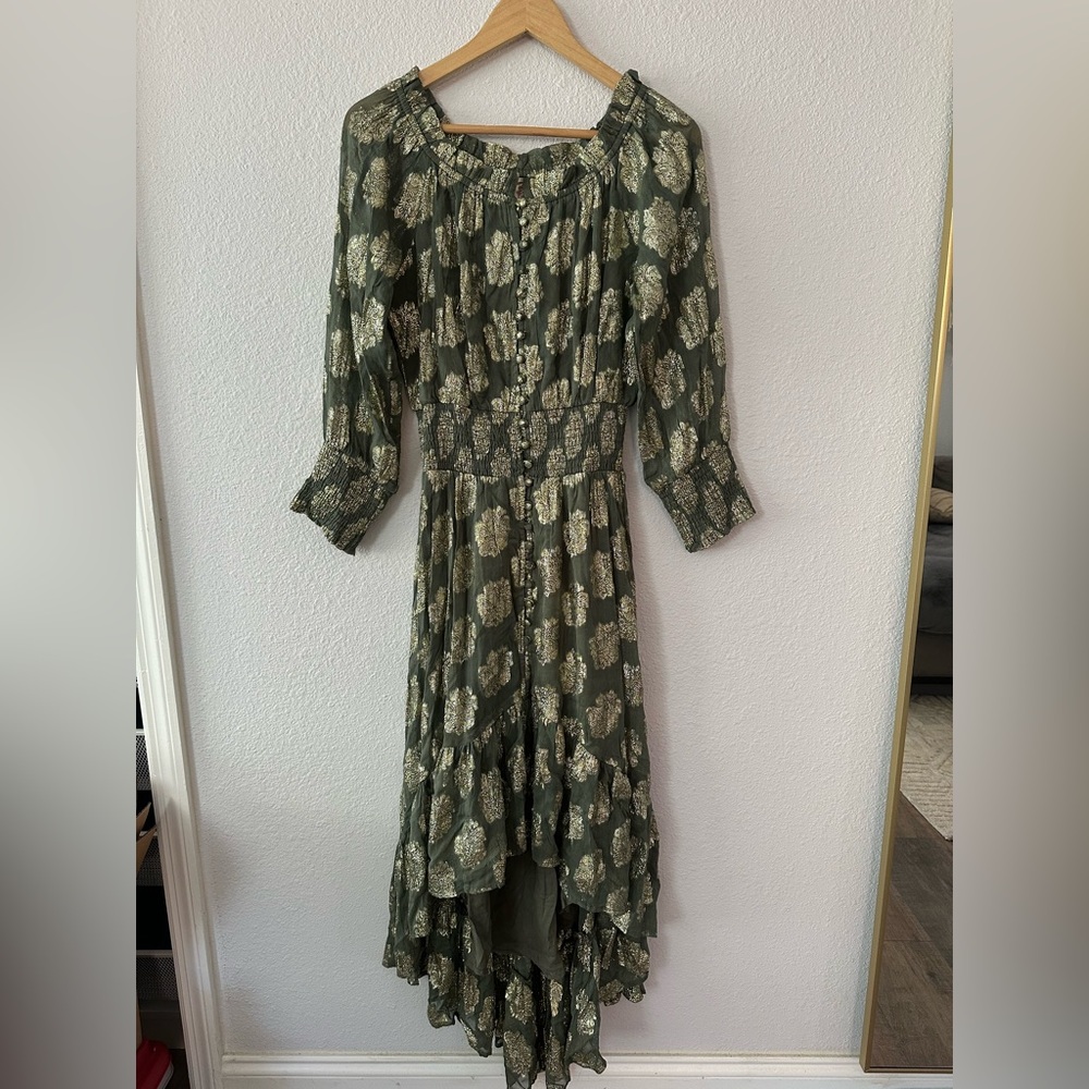 Muche Muchette green and gold maxi dress